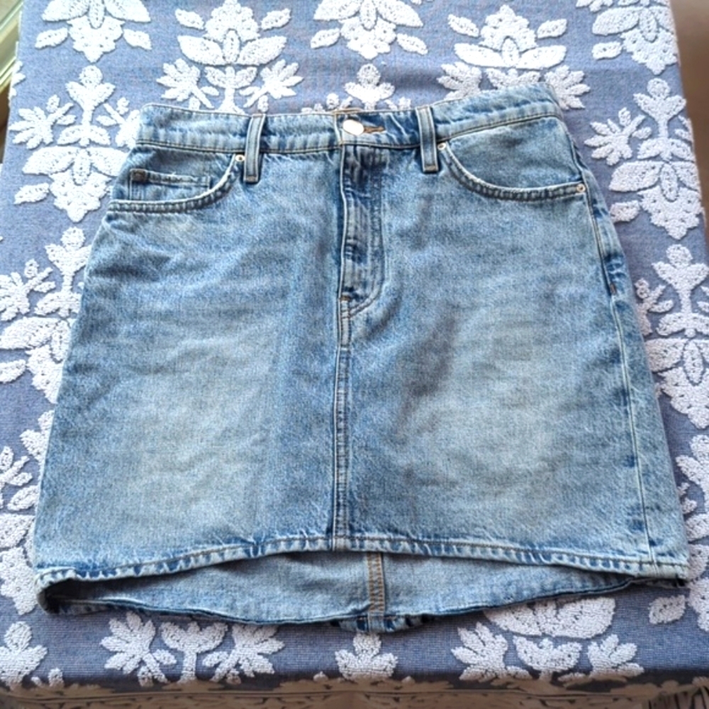 Hudson Curved Hem Denim Mini Skirt